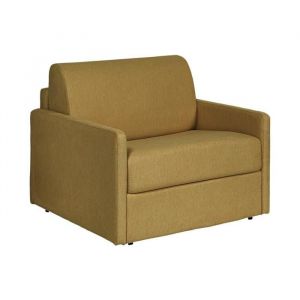 Vente-unique - Fauteuil convertible express en tissu jaune - Matelas 14 cm calife
