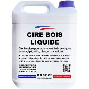 Cod&egrave;ve Bois - Cire Bois Liquide - 5 l - Codeve Bois - Pour L'entretien De Votre Bois Exotique En Teck, Ip&eacute;, Iroko, Sipo Ou Padouk.