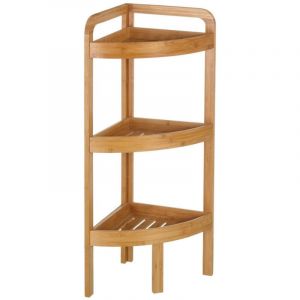Wadiga &Eacute;tag&egrave;re d'angle pour WC ou salle de bain en bambou 23x23x77cm