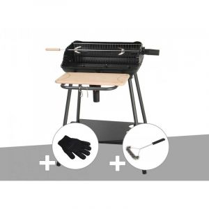 Somagic Barbecue charbon Bergamo Gant de protection + Brosse En t - Noir