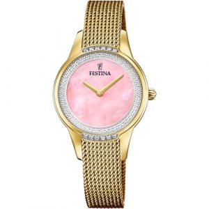 Festina Montre Femme Analogique Acier Inoxydable 316L - Quartz - Verre min&eacute;ral Haute r&eacute;sistance - &Eacute;tanche 5 ATM F20495/2 - Mademoiselle