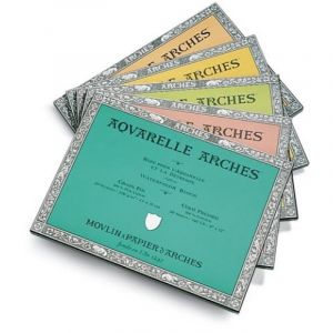 Arches Bloc papier aquarelle 300g/m², 42 x 29,7cm - Bloc de 12 feuilles, Grain satiné, 300 g/m²