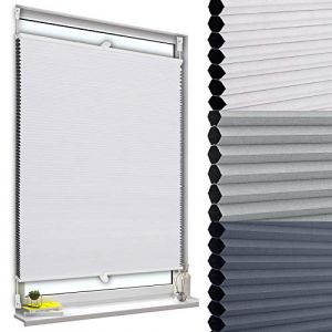 Woltu - Store pliss&eacute; nid d'abeille.sans per&ccedil;age avec Porte-Pince.Store pliss&eacute; antisolaire.45x130cm.Blanc
