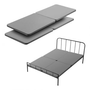 VEVOR Planche de Lit Queen Size 201 x 148 x 3,8 cm Lot de 4 Pi&egrave;ces, Sommier Panneau avec Tissu Oxford 200D, Support de Matelas en Bois pour Lit Superpos&eacute;, pour Maison H&ocirc;tel Appartement, Gris
