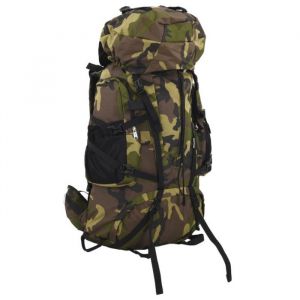 VidaXL Sac &agrave; dos de randonn&eacute;e - Camouflage vert - 80 L - Oxford 900D - Imperm&eacute;able