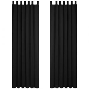 Deconovo - Lot de 2 Rideaux Voilage 140x280cm Rideau Salon Voile Panneau Transparent Voilages Decoratif Solide pour Chambre Salon à Pattes Noir - Noir