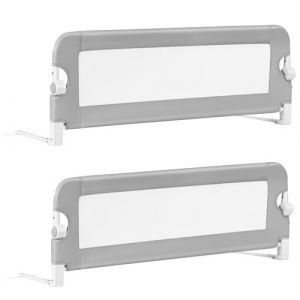 120 cm Garde-corps giantex extra long, Raille de sécurité rabattable pour enfants, gris