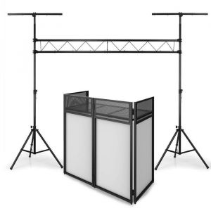 Image de Ibiza Light Portique Pont 3M de hauteur pour jeux de lumières SONO DJ + Support RÉGLABLE AVEC PANNEAUX OPAQUES DE FINITION