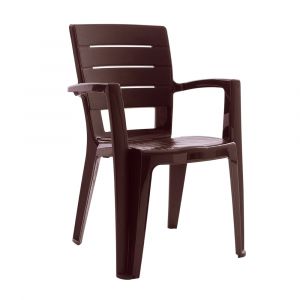 Lot de 6 chaises empilables en r&eacute;sine avec accoudoirs Moka