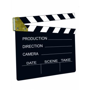 1 Clap de cin&eacute;ma imprim&eacute; sur carton de 28 cm par 28,5 cm Made in France