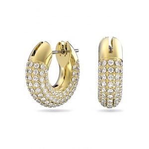 Swarovski Créoles Dextera, anneaux d'oreilles avec cristaux incrustés, placage de ton or, petites, blanc