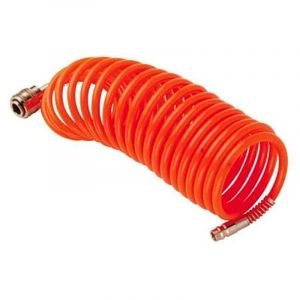 Abac Tuyau spiralé pour air comprimé, diamètre extérieur 8 mm et diamètre intérieur 6 mm complet avec raccords à raccord rapide universels aux extrémités. Longueur 10 mètres