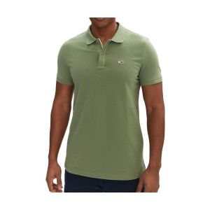 Tommy Jeans Polo Slim Placket manches courtes vert clair - S