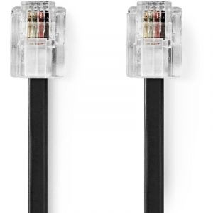 Nedis Cable de telecommunication rj11 male rj11 male 200 m forme du cable plat placage plaque or type de cable rj11 noir 83962174 83962174 83962174