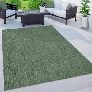 Paco Home - Tapis Intérieur Et Extérieur Balcon Terrasse Tapis Cuisine Monochrome Moucheté Vert, 150 cm carré