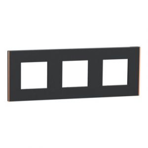 Schneider Electric Unica Déco Subtil - Plaque de finition - Anthra liseré cuivre - 3P - horiz vert (NU600641)