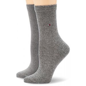 Tommy Hilfiger Th Chaussettes Femme Casual 2P, Gris (Middle Grey Melange), 35-38 (Paquet de 2)