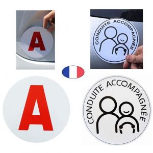 Lot 2 Disques A jeune conducteur + CA conduite accompagnée - magnétique - Fabriqué en France
