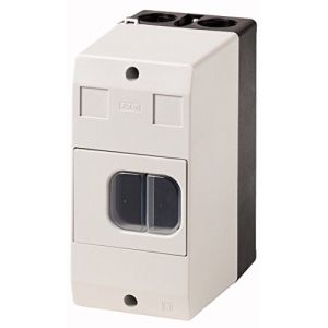Eaton 281404 CI-pkz01-G, CI, boîtier en matière isolante pkz01, H x l x p = 158 x 80 x 116.5 mm, IP65, commande Membrane, Noir, Gris