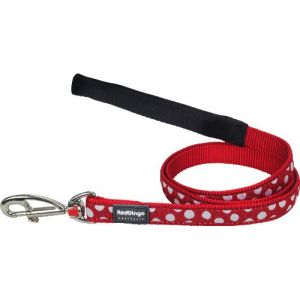 RedDingo Laisse confort pour chien Rouge Pois Blanc 1,2 m 15 mm