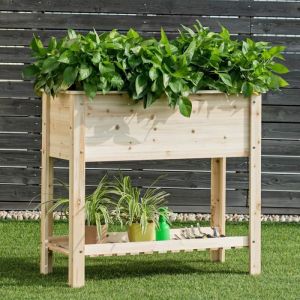 GOPLUS Jardini&egrave;re Sur&eacute;lev&eacute;e Rectangulaire en Bois,Lit de Sur&eacute;lev&eacute;e pour L&eacute;gumes,Herbes,Fleurs,Carr&eacute; Potager sur Pieds,91,5x40,5x80,5