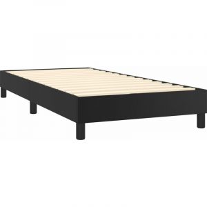 D&eacute;coshop26 Sommier &agrave; lattes sur pieds cadre de lit 80x200 cm synth&eacute;tique noir TDL0206986
