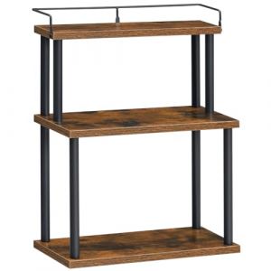 HOOBRO Étagère à Épices Porte-Épices à 3 Niveaux Organisateur Étagère de Rangement avec Barres de Protection Marron Rustique