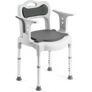 Samoa Identit&eacute;s, Chaise de Toilettes, Chaise de Douche, Chaise Garde-Robe, Coussins Confortables, Poids Max Support&eacute; 130 kg, Structure Aluminium Anti-Corrosion, Accoudoirs d'Aide au Lev&eacute;