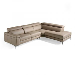 Image de Canapé D'angle Droit En Cuir relax 295cm Beige Prix