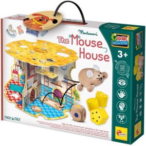 Lisciani Giochi MONTESSORI BOIS - La Maison des Souris - Jeux Educatifs en Bois Montessori – Pour Enfants dès 3 Ans - Jeu de Parcours 3D - Apprentissage Chiffres et Formes Geométriques
