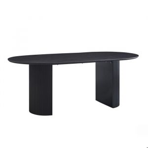 Mobilier Deco - galia - Table à manger ovale couleur marron foncé