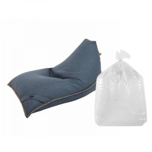 Soo Santaï Set Lazy Bro Indoor fauteuil poire + polystyrène 140 x 120 x 90cm intérieur déhoussable, avec poignées, Bleu jeans