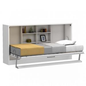 Lit escamotable horizontal MULTIMO couchage 90x200cm blanc