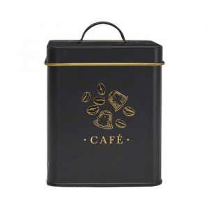 Boîte de rangement en métal noir et doré pour café - LUXOR