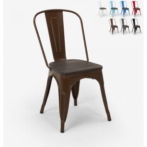 Ahd Amazing Home Design Chaises industrielles en bois et acier Tolix pour cuisine et bar Steel Wood, Couleur: Marron
