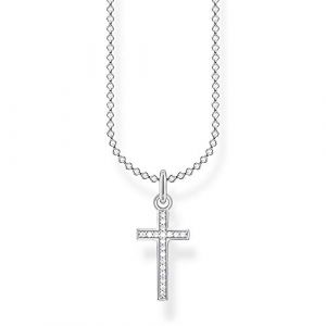 Thomas Sabo Chaîne croix avec pavé Argent sterling 925 Gris