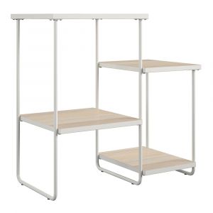 DanteSupport de plantes en panneaux de particules Nature et cadre en métal blanc