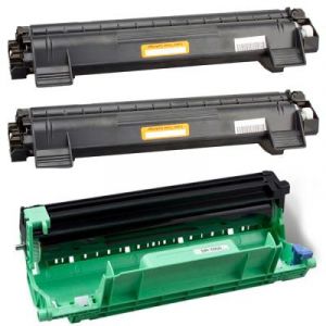 Visiodirect Tambour et 2 Toner Noir type TN1050 x2 1000p et DR1050 10000p pour imprimante Brother MFC-1910W