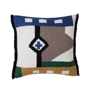 Housse de coussin 40x40 cm Naturel et cobalt