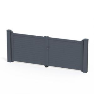 Portail battant prêt à poser azyr Gris 7016 L356 cm x 139cm en aluminium belty