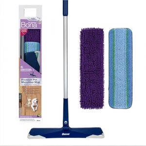 Bona Balai avec Pads en Microfibre Premium spécial Animaux - Balai nettoyant - Élimine Les Poils d'animaux - Enlève Les Poils de Chats et de Chiens, Purple