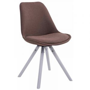 CLP Chaise Toulouse tissu pieds ronds marron Blanc