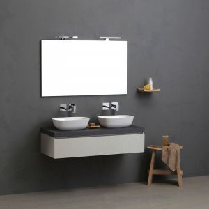 Meuble De Salle De Bains 120cm Gris Perle Avec Double Vasque À Poser | Valentina
