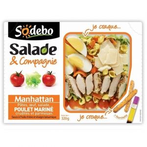 Image de Sodebo Salade manhattan (poulet pates oeuf crudites parmesan)
