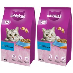 Whiskas ADULT 1+ CROQUETTES POUR CHAT AVEC THON, 2 SACHETS, 2 X 1,4 KG