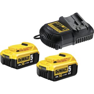 Dewalt Pack de batteries 18V 5.0Ah Li-Ion - 2 batteries + Chargeur - DCB115P2