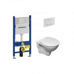 Geberit Pack WC B&acirc;ti-support Duofix + WC Cersanit S-line Pro + Abattant + Plaque blanche (S-LineProGeb3)