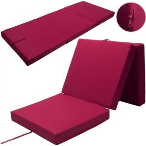 Matelas pliant de voyage Matelas d'appoint pliable Lit futon Pouf pliant avec housse 190x70x10 cm Rouge