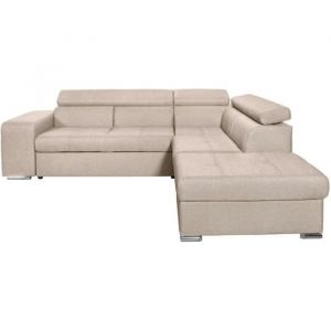 Loungitude Canapé D'angle Soan Convertible En Tissu - Beige - Angle Droit