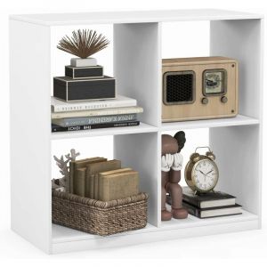 Bibliothèque anti-basculement en bois blanc 73 x 33 x 73 cm